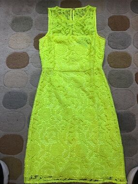 Stunning J.Crew Collection Neon Yellow Lace Sheath Dress - Women's